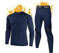 Men's Thermal Underwear Ski Underwear Long Breathable Thermal Underwear Thermal Underwear Set Soft Wool Fleece Lining for Home Winter, navy blue, L
