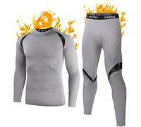 Men's Thermal Underwear Ski Underwear Long Breathable Thermal Underwear Thermal Underwear Set Soft Wool Fleece Lining for Home Winter, gray, L