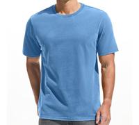 Men's Thick T-Shirt 100% Cotton Heavyweight 250 g/m² Stone Washed Ultra Soft Regular Fit Comfortable Vintage Look Short Sleeve Basic, blue, XXL