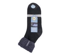 HEAT HOLDERS - Mens Warm Luxury Fluffy Fleece Lined Lounge Sleep Bed Socks (6-11 UK, Black (Olwen))