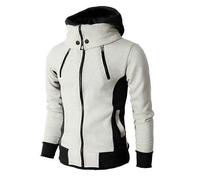 Men's Thickened Hoodies Double Zipper Assassin's Creed Autumn and Winter Slim Coat white XXXL