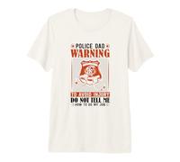 Mens Thin Blue Line - Police Dad Warning to Avoid Injury Premium T-Shirt