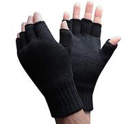 Mens Thinsulate 3M Thermal Fingerless Gloves Black L/XL GL131
