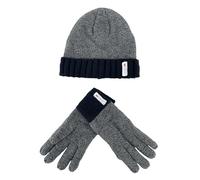 Mens Thinsulate Hat & Gloves Set - Chunky Knit Thermal Cold Weather Set - Black - L/XL
