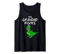 Mens This Grandad Rocks, T-Rex Dinosaur Electric Guitar Guitarist Tank Top