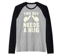 Mens This Guy Needs A Hug | Funny Humor Kindness Empathy Vintage Raglan Baseball Tee