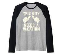 Mens This Guy Needs A Vacation | Funny Travel Fun Getaway Vintage Raglan Baseball Tee
