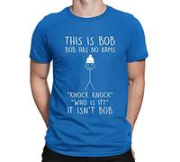 Mens This is Bob No Arms Knock Knock Stickman Joke Funny T-Shirt Royal Blue (M)