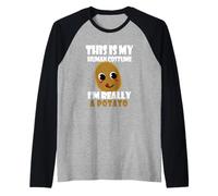 Mens This is My Human Costume I'm Really A Potato Funny Potatoes Raglan Baseball Tee