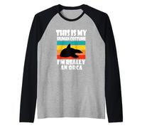 Mens This is My Human Costume I'm Really an Orca Funny Orca Dad Raglan Baseball Tee