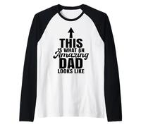 Mens This is What an Amazing Dad Looks Like Daddy Father's Day Raglan Baseball Tee