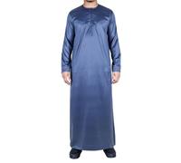 Men's Thobe Jubba Islamic Clothing Muslim Kaftan Emirati Omani Satin Robe - Charcoal Regular 58