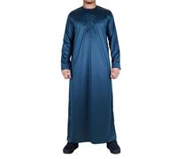 Men's Thobe Jubba Islamic Clothing Muslim Kaftan Emirati Omani Satin Robe - Olive Regular 58