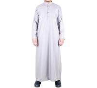 Mens Thobe Jubba Nehru Stand Collar Islamic Clothing Muslim Cotton Kaftan Dress Robe Saudi - Cream S - 52