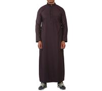 Mens Thobe Jubba Nehru Stand Collar Islamic Clothing Muslim Kaftan Embroidery Eid Robe Saudi | Purple - Purple 60