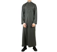 Men's Thobe Saudi Emirati Jubba Islamic Clothing Muslim Kaftan Eid Robe Arab Nehru High Collar - Green 54