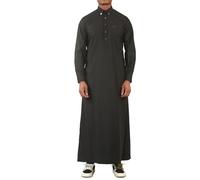 Men's Thobe Saudi Emirati Jubba Islamic Clothing Muslim Kaftan Eid Robe Shirt Collar - Black 54