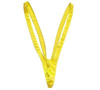 Men's Thong Borat Mankini Sexy Funny UK Hot String Swimsuit Underwear V-Strap Swimwear Bodysuit Novelty Birthday Christmas Party Dress Costume Joke Gift 1 Pack Yellow