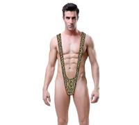 Men's Thong String Borat Swimwear Mankini Underwear for Men Sexy UK Hot Funny V-Strap Swimsuit Secret Gift for Birthday Valentine Christmas 1 Piece Leopart
