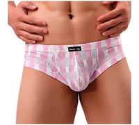 Men's Thong Underwear, Bulge Pouch Underpants with Elastic Waistband, Low Rise Sissy Briefs Pant, Soft Breathable Lingerie Sexy G-String Panties Gay Underwear Male Interest Underwear Pink