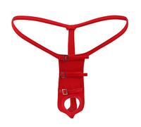 Mens Thong Underwear for Men UK Men's Sexy Erotic G-Strings & Thongs Elephant Pouch Strap Lingerie Clubwear Joke Secret Gift Open Fly Pouch Tanga for Stag Do Fancy Dress Costume Red One Size