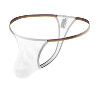 Men's Thong Underwear Hipster Mesh See-Through Lingerie Low Rise Elephant Pouch Cosplay Costume Lingerie for Birthday Christmas Xmas Party White