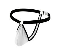 Men's Thong Underwear Ice Silk Comfort Breathable Soft Stretch Supportive Lightweight Sexy Design Health Care (White, XL)