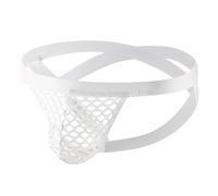 Mens Thong Underwear Low Rise T-Back Breathable Sexy Lingerie Mens Jockstraps Underwear Plus Size for Athletic (White, One Size)