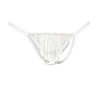 Men's Thong Underwear Mens Low Rise Metal O-Rings Thongs Open Pouch G String Thong T Back Jockstrap Jock Strap Underwear Bikini Underpants for the Bedroom Erotic Thongs for Daily Wear White