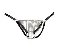 Men's Thong Underwear Mens Low Rise Metal O-Rings Thongs Open Pouch G String Thong T Back Jockstrap Jock Strap Underwear Bikini Underpants for the Bedroom Erotic Thongs for Daily Wear Black