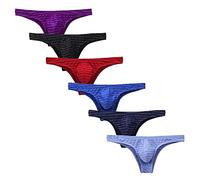 Men's Thong Underwear Multipack | Sexy Striped Underwear | Bulge Pouch Briefs Underpants | Low Rise Bikini G-Strings Pants Soft Breathable Jockstrap Underwear Hollow Hipster Boxer Briefs Multicolor