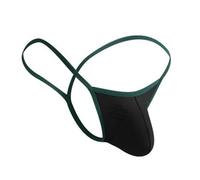 Men's Thong Underwear with Ball Pouch Low Waisted Lightweight Bulge Enhancer Jock Strap Thongs and G-Strings for Men Trendy G String Comfort Stretch Bikini Seamless Classic Ice Silk Black