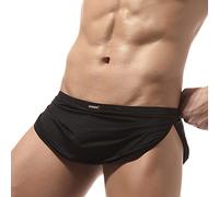 Men's Thongs Underwear with Contour Pouch Skirt Apron Design Comfort Bulge Enhancement Jock Strap Split Side Boxers G Strings Thongs for Men Built In Pouch Sexy Breathable Stretch Black
