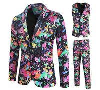 Mens Three Piece Suits Jacket Regular Fit Men Suit Sets Blazer + Vest + Pants Stage Costume XMK162 L