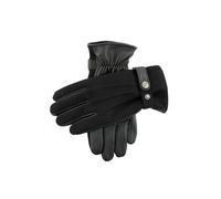 Men's Three-Point Fleece-Lined Flannel and Leather Gloves - BLACK/BLACK / L