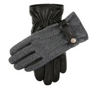 Men's Three-Point Fleece-Lined Flannel and Leather Gloves - CHARCOAL/BLACK / L