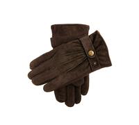 Men's Three-Point Fleece-Lined Suede Gloves - BROWN / L