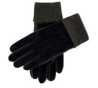 Dents Kendal Men's Fleece Lined Suede Gloves with Knitted Cuffs NAVY/Charcoal M