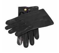 Men's Three-Point Leather Officer's Gloves - BLACK / 11