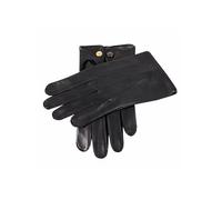 Men's Three-Point Leather Officer's Gloves - BLACK / 9