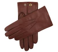 Men's Three-Point Red Cashmere-Lined Leather Gloves - ENGLISH TAN / S