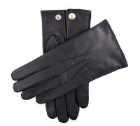 Men's Three-Point Red Cashmere-Lined Leather Gloves - NAVY / L