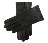 Men's Three-Point Silk-Lined Leather Gloves - BLACK / 7.5