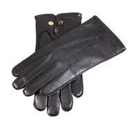 Men's Three-Point Wool-Lined Leather Officer's Gloves - BLACK / 8.5