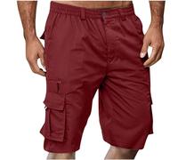 Mens Three Quarter Length Shorts Mens Cargo Shorts Relaxed Fit Summer Elasticated Waist Knee Length Golf Bermuda Short with Multi Pockets Outdoor Lightweight Work Combat Hiking Trouser Jogging Bottoms