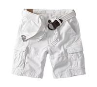Mens Three Quarter Length Shorts Summer Workwear Half Pants with Pockets Stretch Comfortable Mens Summer Trousers with Elastic Waist Training Athletic Running Shorts Men (White, 32)