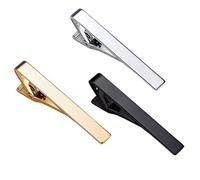 Men's Tie Clips, 3 Pack Classic Metal Tie Bars | Classic silver, gold and black tie clips for business and weddings.