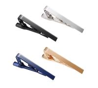Men's Tie Clips - ShiningUU 4-Pack Long Style Square Edge Tie Bars in Silver, Gold, Black & Blue | for Wedding, Business & Daily Wear | Gift for Father's Day
