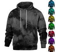 Mens Tie Dye Hoodie Multi Color Hoodie Men Funky Transition Jumper Hippie Colorful Hoodies Long-Sleeves Pullover Hoodie Drawstring Sweatshirt Top Comfortable Fit Outdoor Sweatshirt