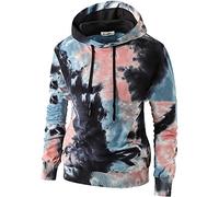 Men's Tie Dye Hoodies Casual 3D Print Hooded Sweatshirt Pullover with Pocket
